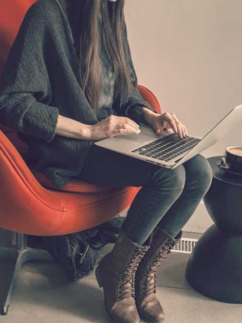 woman working on laptop